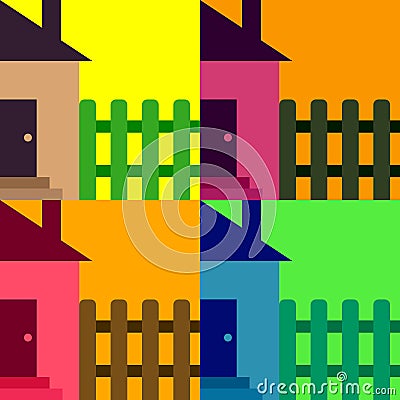 House with fence Vector Illustration