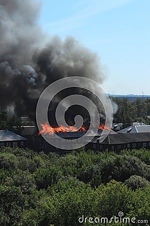 House on fire Stock Photo