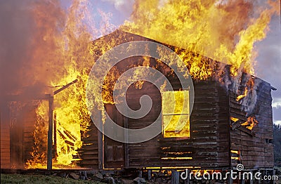 House fire Stock Photo