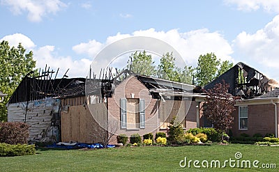 House fire damage Stock Photo