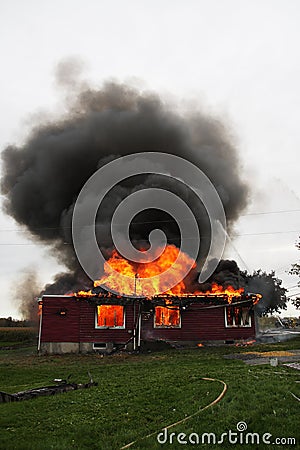 House in flame Stock Photo