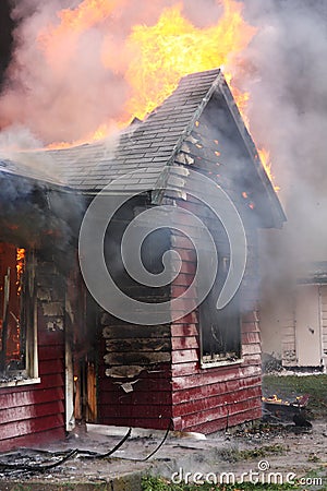 House in flame Stock Photo