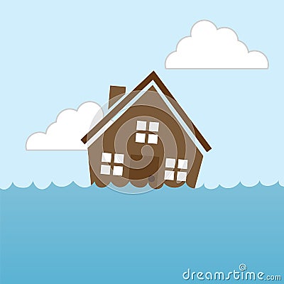 House Flood Vector Illustration