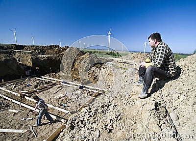 House foundations pit Stock Photo