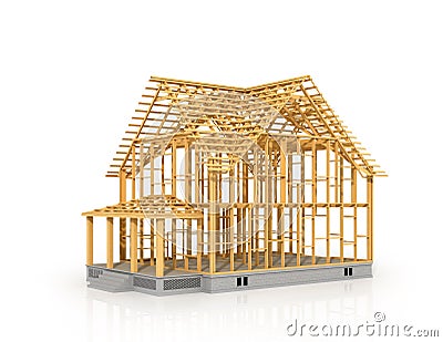 House frame under construction isolated Cartoon Illustration