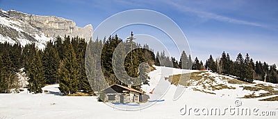A house in the French mountains, the Alps. Stock Photo