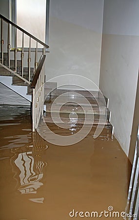 House fully flooded during the flooding of the river Stock Photo