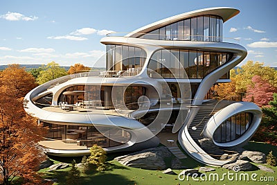 House of the Future. Alternative creative planning design architecture innovative modern modernized buildings. the skill Stock Photo