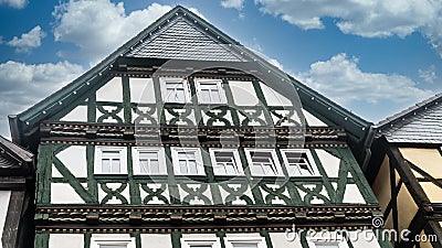 House gable of a half timbered House Stock Photo