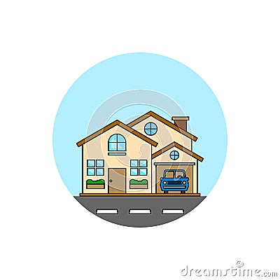 House with garage building cityscape icon. Stock Photo