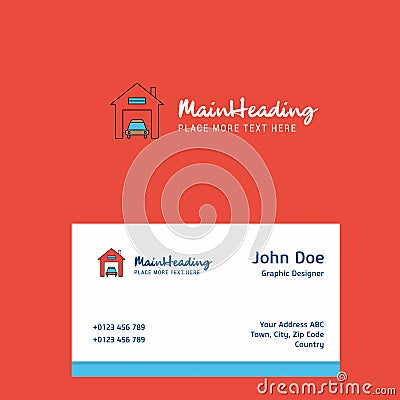 House garage logo Design with business card template. Elegant corporate identity. - Vector Vector Illustration