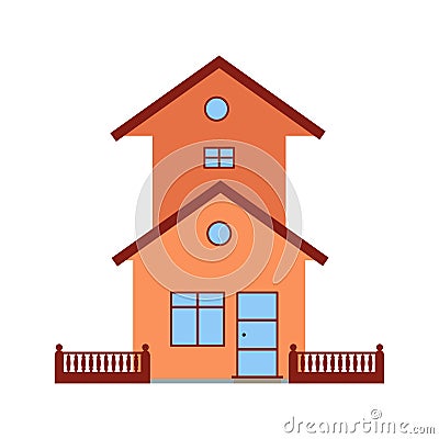 House with Garage Vector Illustration