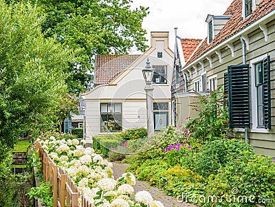 House and garden in picturesque old town of Broek in Waterland, Editorial Stock Photo