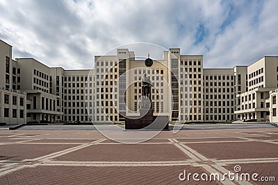 House of Government and Lenin Monument - Minsk, Belarus Editorial Stock Photo