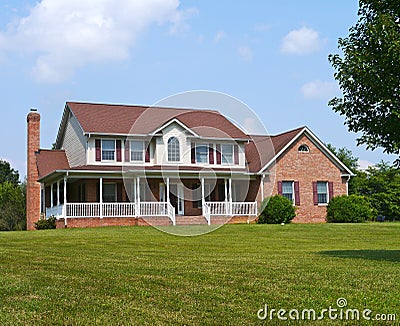 House with green yard Stock Photo