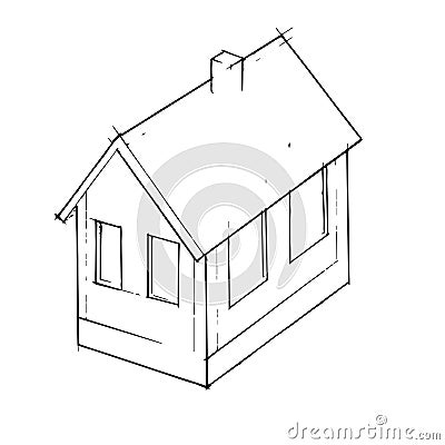 House. Hand drawing. Small building. Sketch. House. Hand drawing. Small building. Sketch. Stock Photo