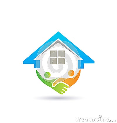 House and handshaking vector image logo Vector Illustration