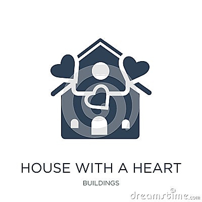 house with a heart icon in trendy design style. house with a heart icon isolated on white background. house with a heart vector Vector Illustration