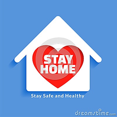 House with heart for stay home concept design Vector Illustration