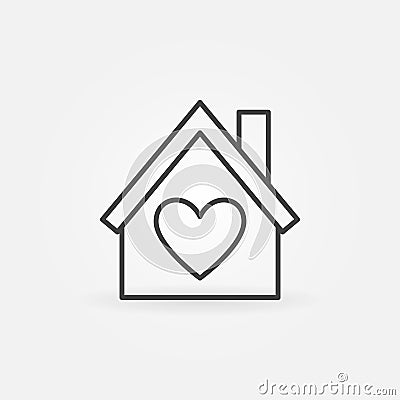 House with heart vector outline icon. Love house symbol Vector Illustration