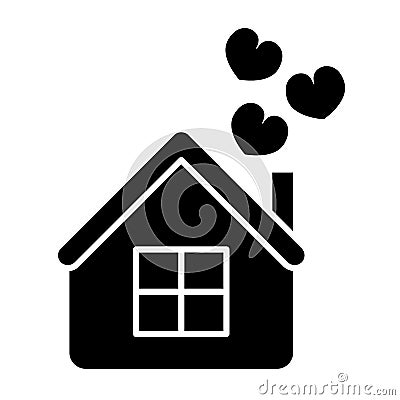 House with hearts solid icon. Home vector illustration isolated on white. Love glyph style design, designed for web and Vector Illustration