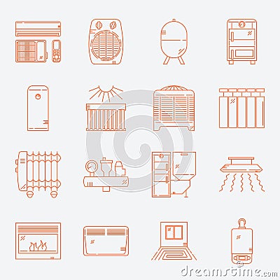 House Heating Icon Set Vector Illustration