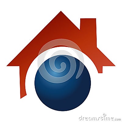 At the house or in her apartment, she is beautiful life! Logo real estate concept Vector Illustration