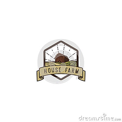 House Hill farmer vintage logo Stock Photo