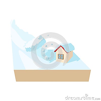 House hit by avalanche icon, cartoon style Stock Photo