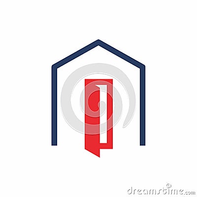 Simple Open House Shape Vector Illustration