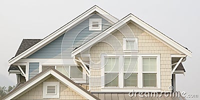 House Home Exterior Elevation Gable Roof Details Stock Photo