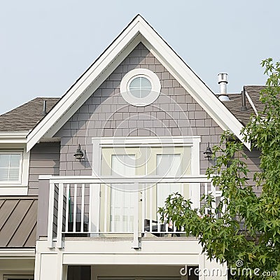 House Home Exterior Front Elevation Roof Gable Details Stock Photo