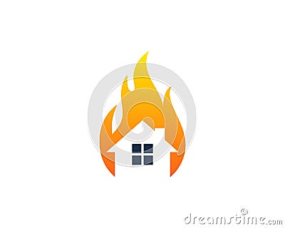 House Home Fire Flame Icon Logo Design Element Vector Illustration