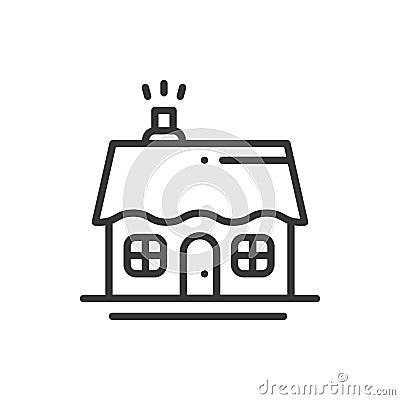 House and home thin line icon. Outline decorated pictogram element. Vector flat style linear icon. Isolated logo Vector Illustration