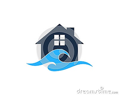 House Home Wave Icon Logo Design Element Vector Illustration