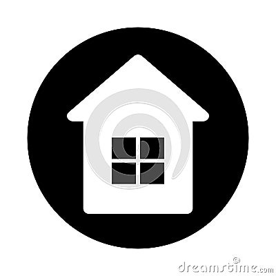 House, hostel, hotel icon sign, white on black, isolated on white background Vector Illustration