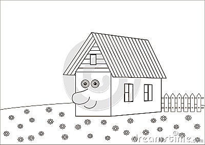 The house with a human face, contours Vector Illustration