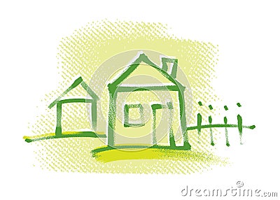 House icon, freehand drawing Vector Illustration