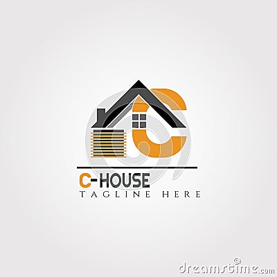 House icon template with C letter, home creative vector logo design, architecture,building and construction, illustration element Vector Illustration