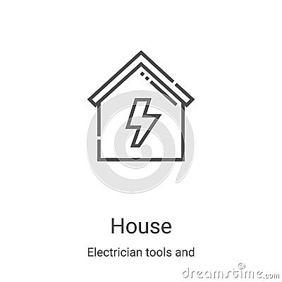 house icon vector from electrician tools and elements collection. Thin line house outline icon vector illustration. Linear symbol Vector Illustration