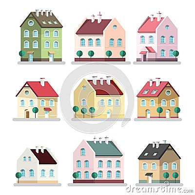 House Icon. Vector Houses Symbols. Vector Illustration