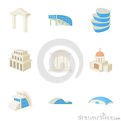 House icons set, cartoon style Vector Illustration