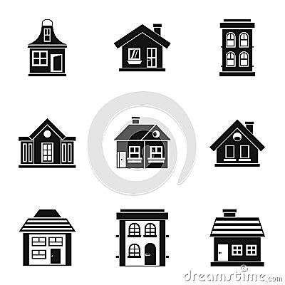 House icons set, simple style Vector Illustration