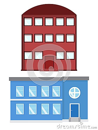 House illustration. Home exterior set in flat style. House modern and traditional. Cartoon Illustration