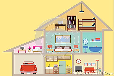 House inside with rooms Vector Illustration