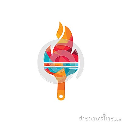 Fire brush vector logo design template. Home inspection and home protection vector logo design. Vector Illustration