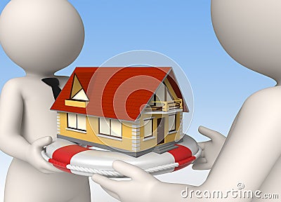 House insurance - 3d business people Stock Photo