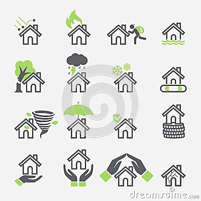 House insurance services icons. Vector Illustration