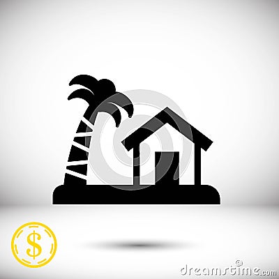 House on the island icon stock vector illustration flat design Vector Illustration