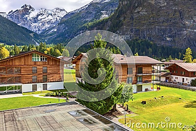 House in Kandersteg, mountains, Switzerland Stock Photo